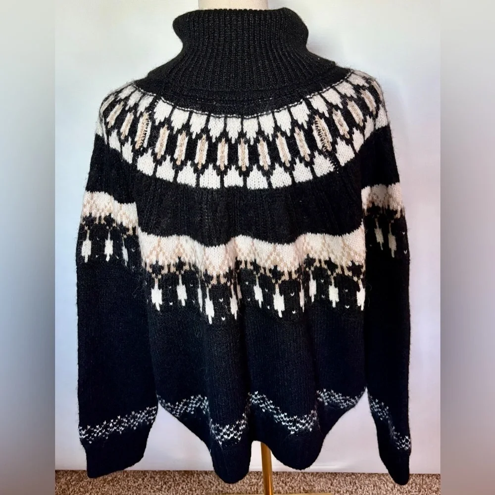 NEW w/TAGS Old Navy Black White Fair Isle Sweater Women's Plus Size 2X
